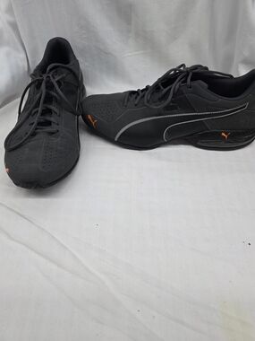 Puma Black Sneakers with Orange Logo Accents